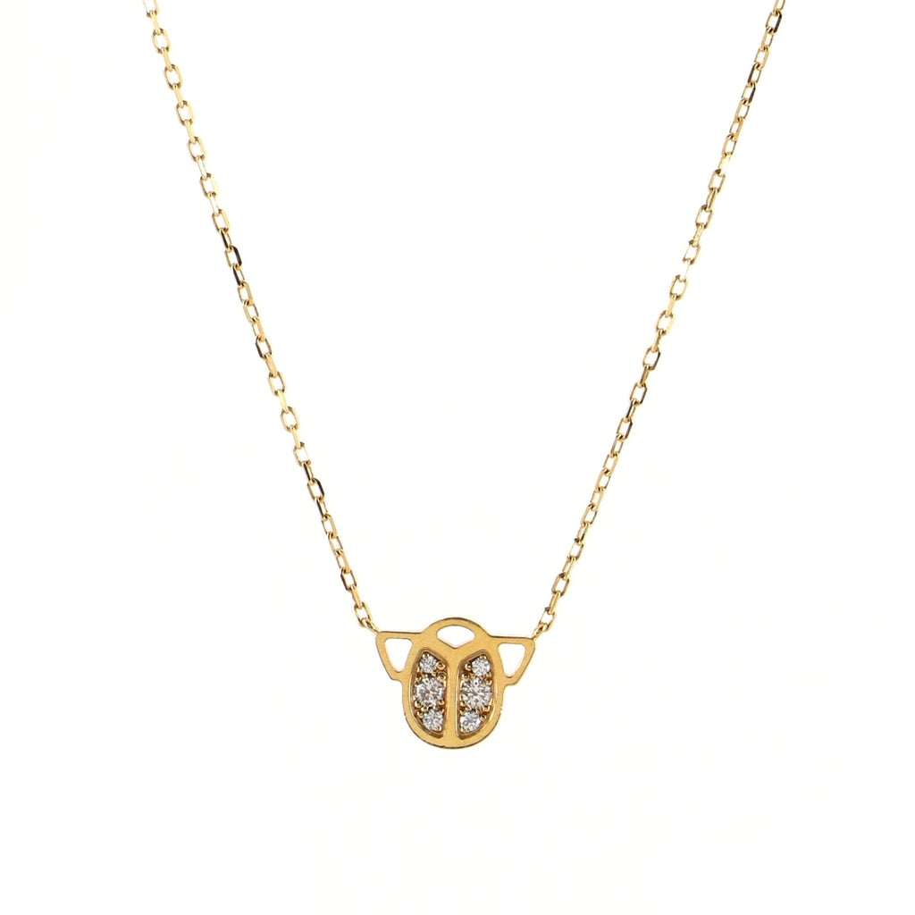 Scarab Pendant Necklace 18K Yellow Gold with Diamonds