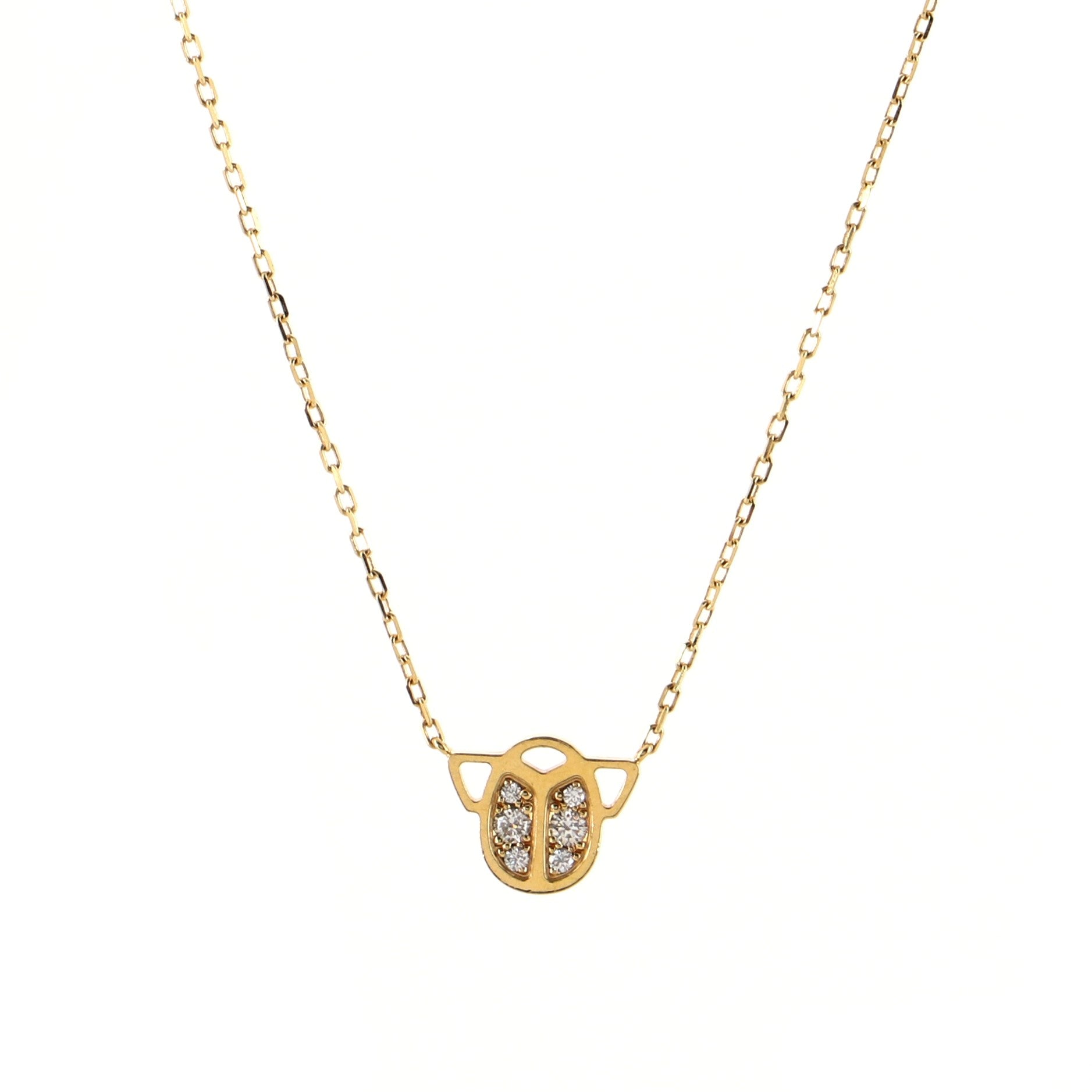 Scarab Pendant Necklace 18K Yellow Gold with Diamonds