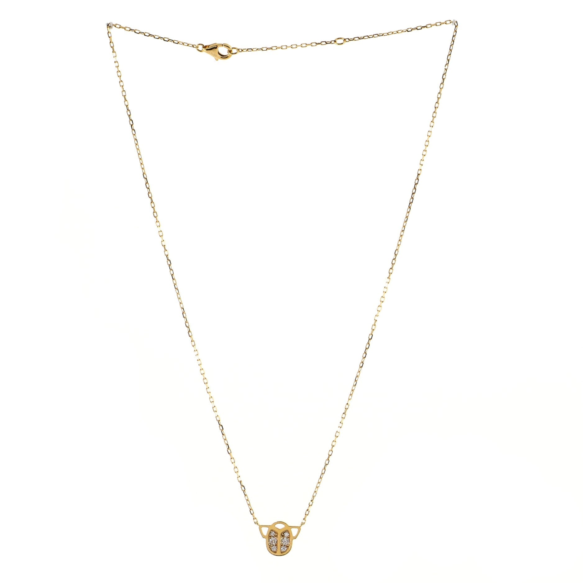 Scarab Pendant Necklace 18K Yellow Gold with Diamonds