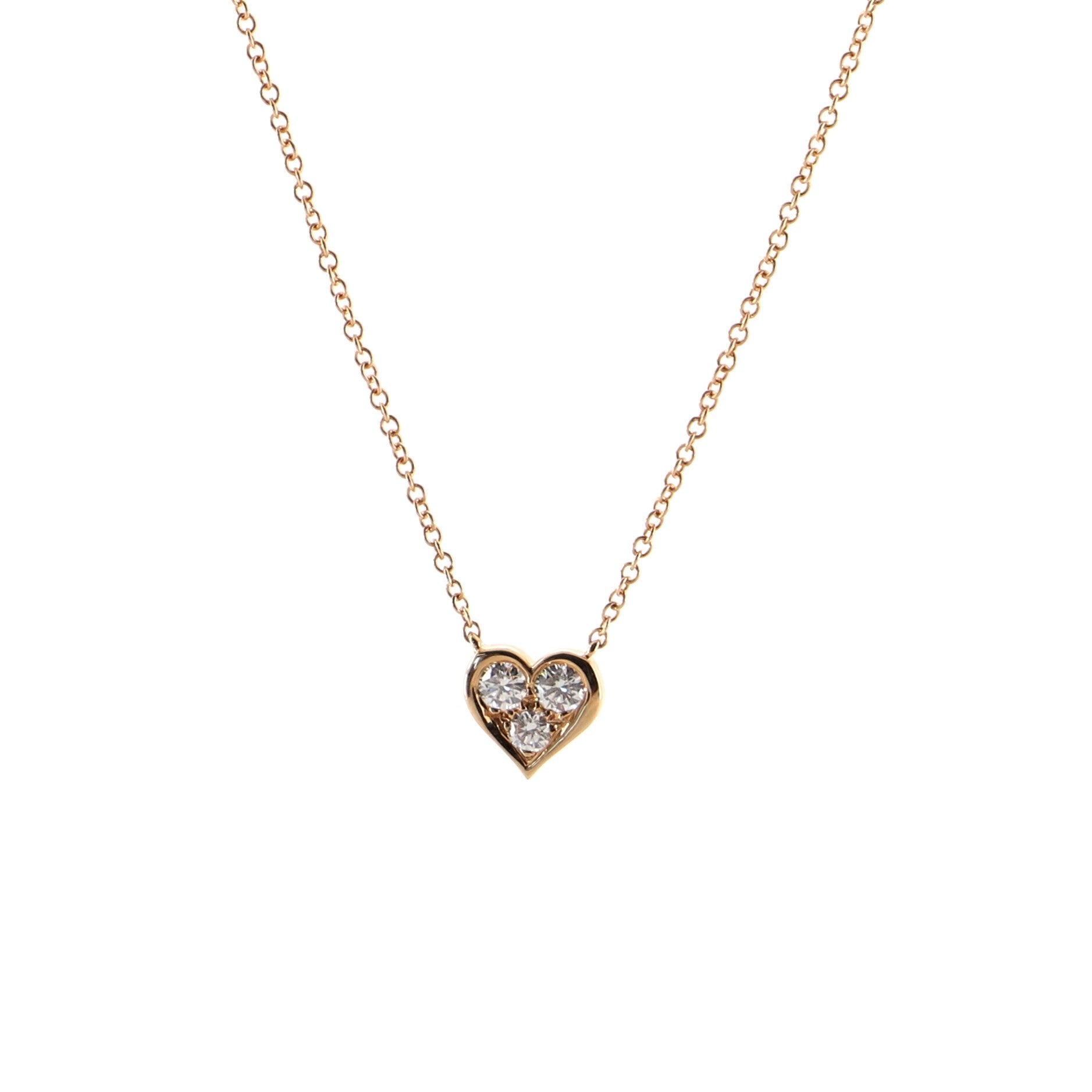 Sentimental Heart 3 Diamond Pendant Necklace 18K Rose Gold with Diamonds