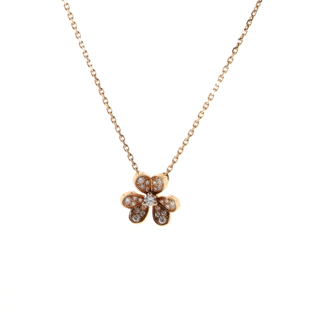Frivole Pendant Necklace 18K Rose Gold with Pave Diamonds Mini