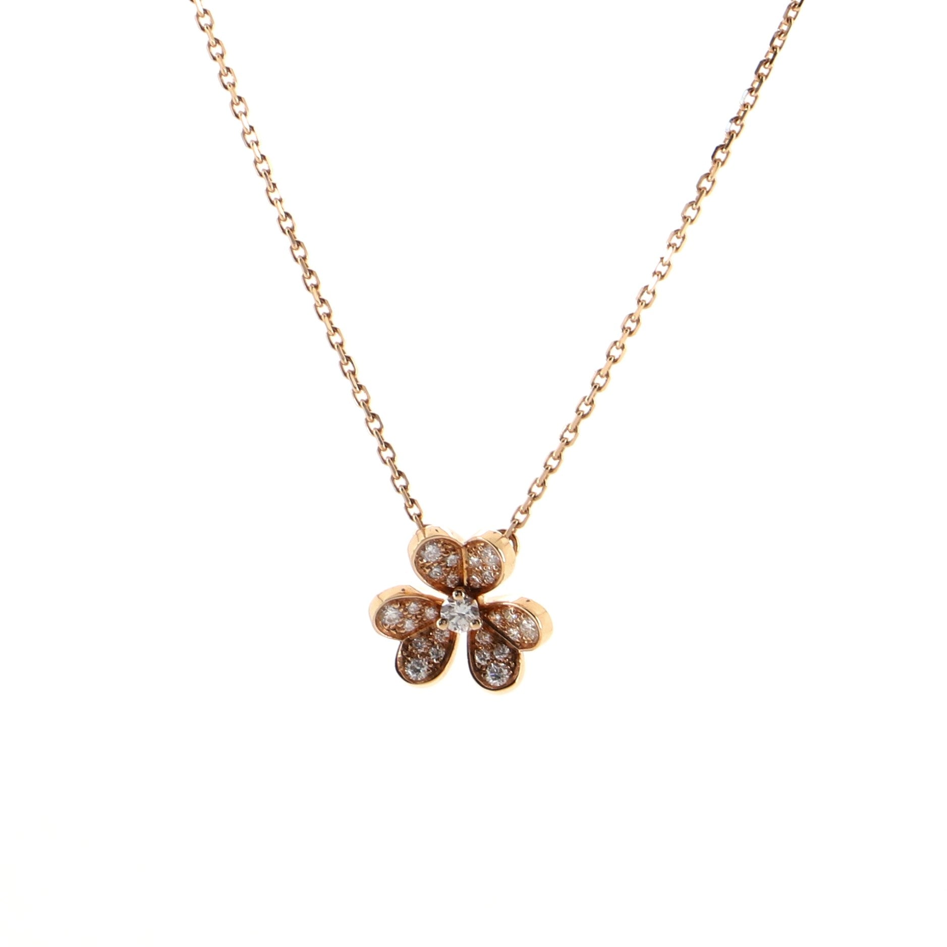 Frivole Pendant Necklace 18K Rose Gold with Pave Diamonds Mini