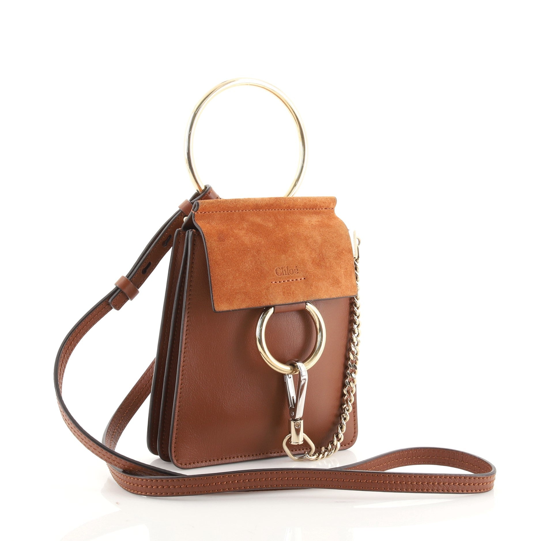 Faye Bracelet Crossbody Bag Leather and Suede Mini