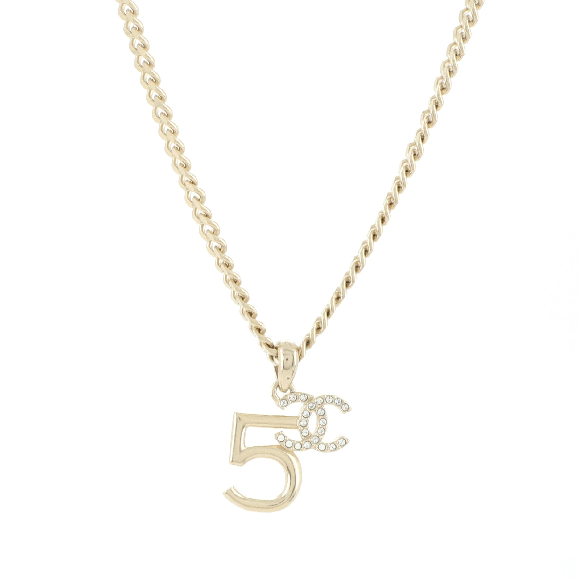 CC No.5  Pendant Necklace Metal with Crystals