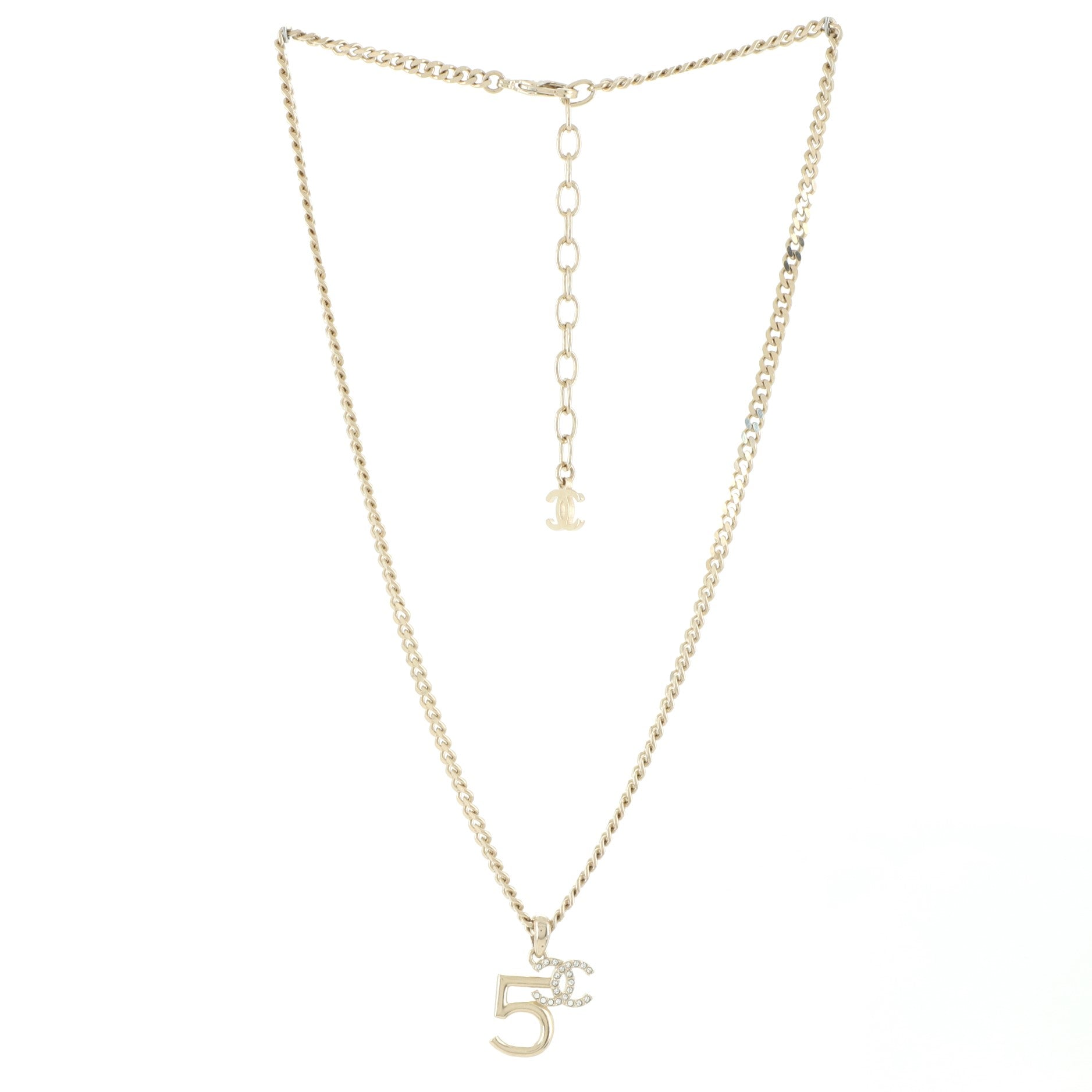 CC No.5  Pendant Necklace Metal with Crystals
