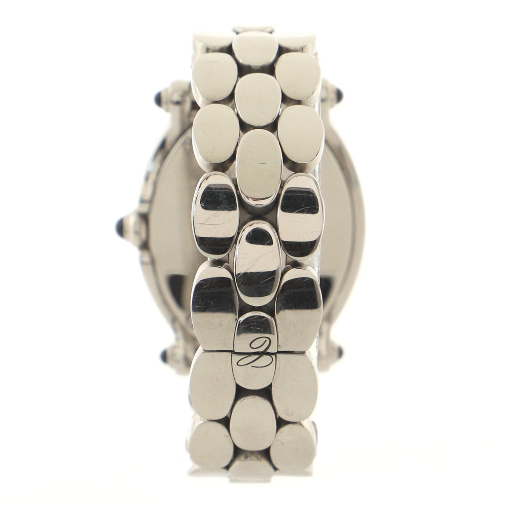 Happy Sport Oval Quartz Watch Stainless Steel with Floating Diamonds 30