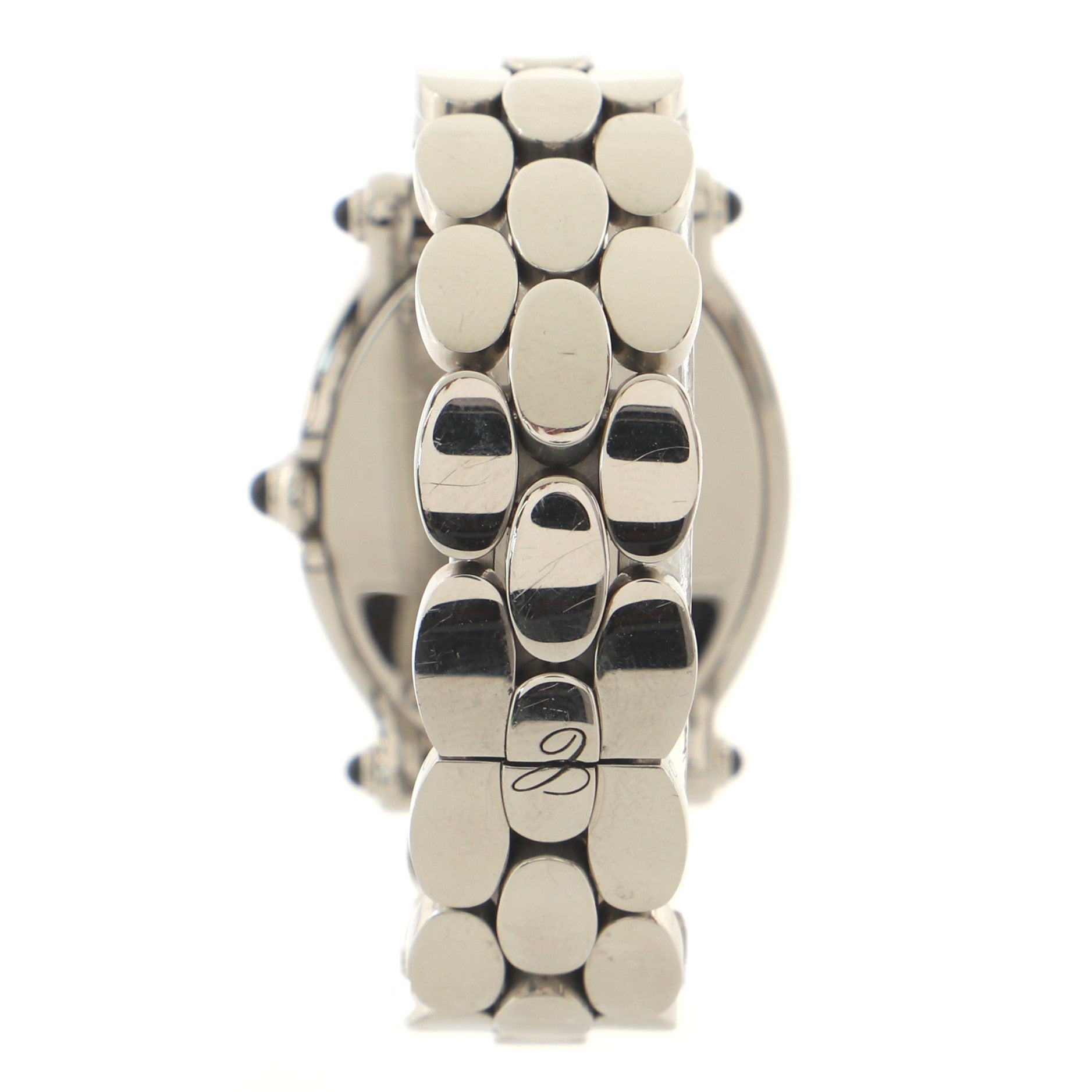 Happy Sport Oval Quartz Watch Stainless Steel with Floating Diamonds 30