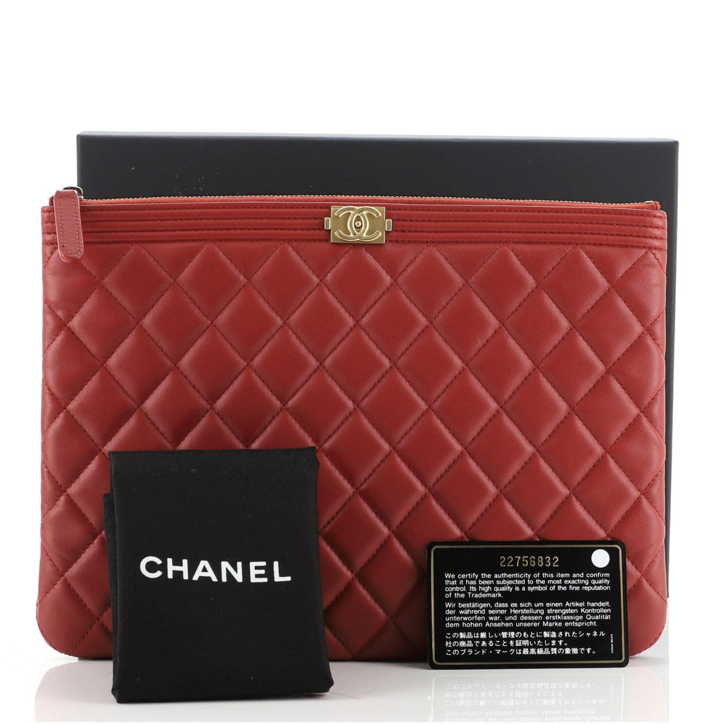 Boy O Case Clutch Quilted Lambskin Medium