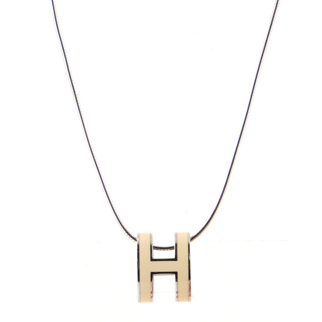 Pop H Pendant Cord Necklace Metal and Enamel