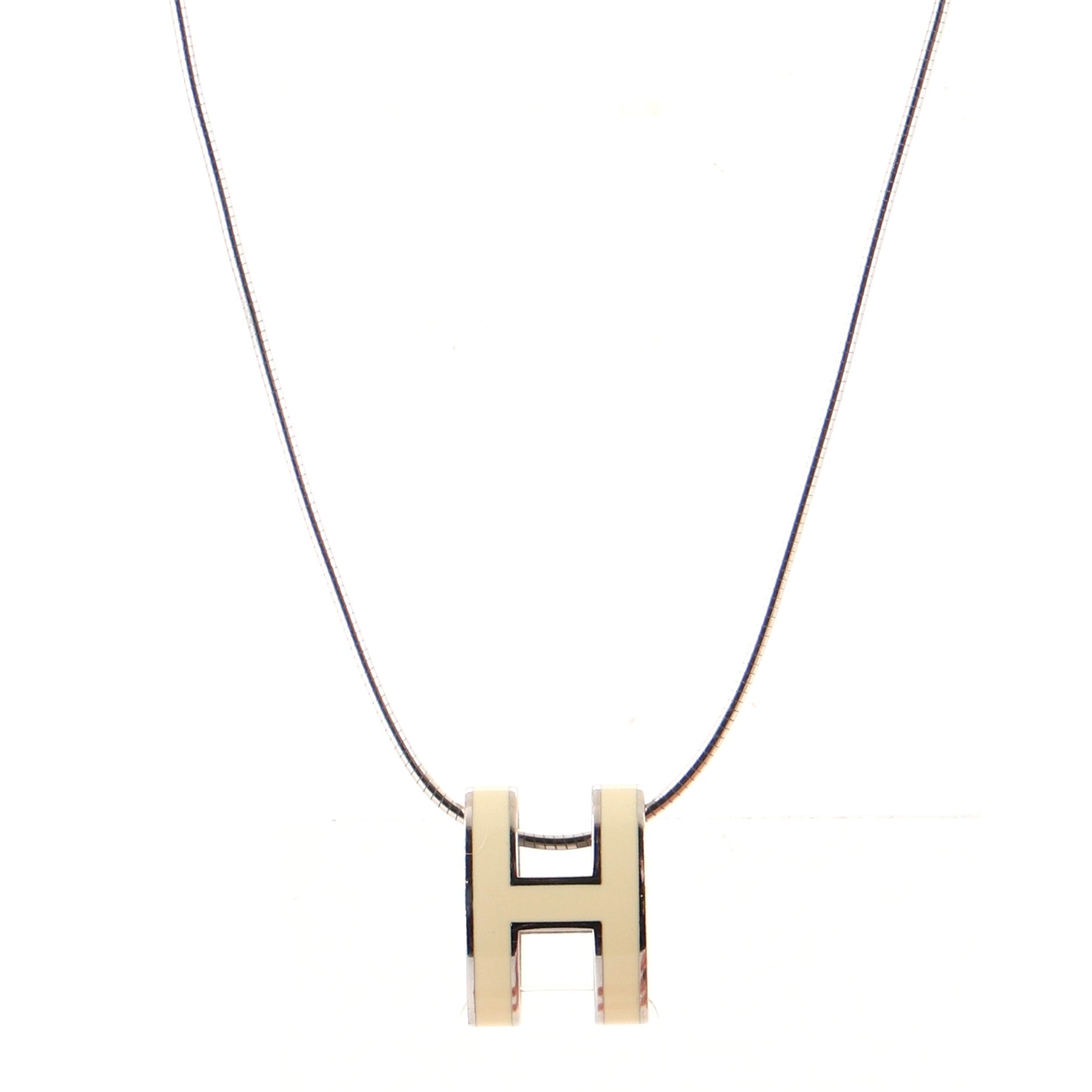 Pop H Pendant Cord Necklace Metal and Enamel