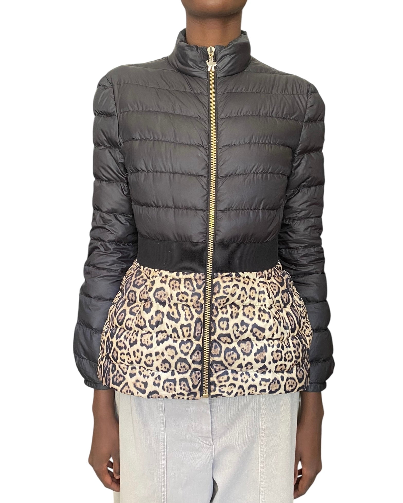 Moncler Black Animal Print Puffer Jacket - 0 / XXS