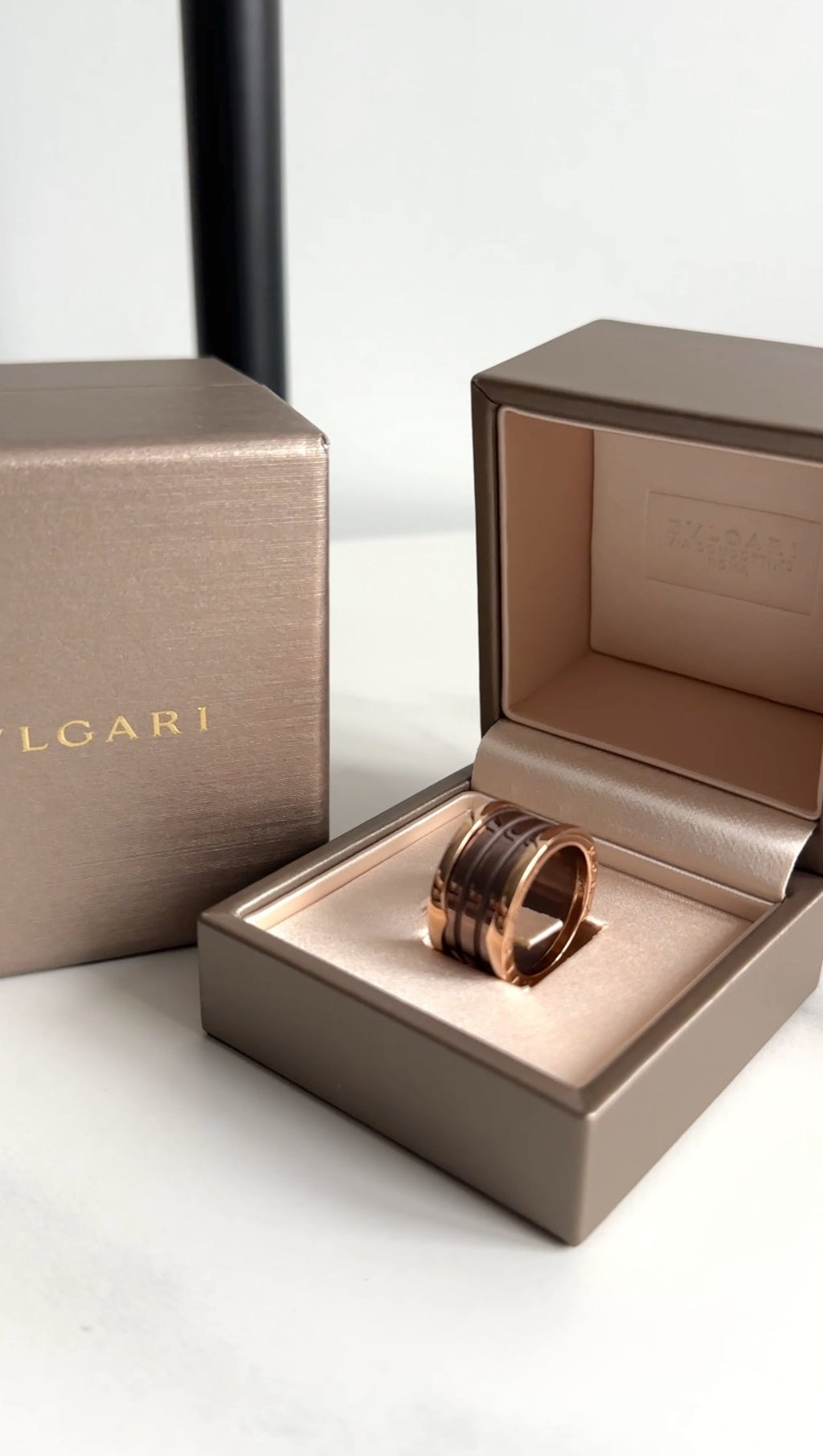 Bvlgari 18k Rose Roma B Zero 1 Gold Bronze Ceramic 4 Band Ring - 56 / 7.5