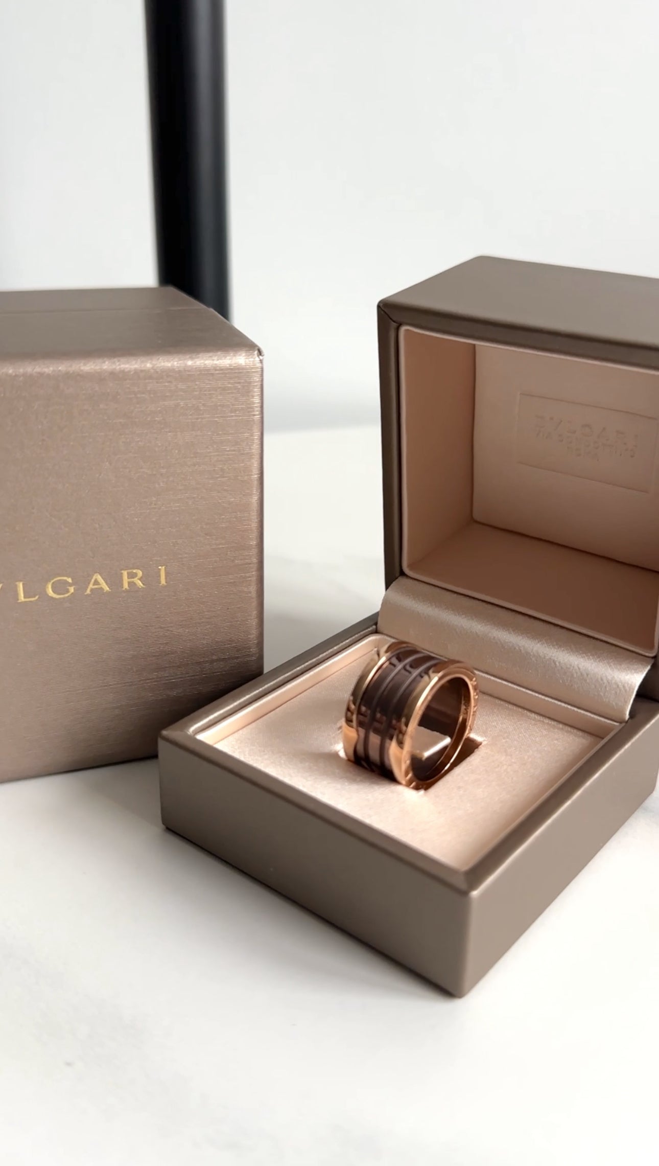 Bvlgari 18k Rose Roma B Zero 1 Gold Bronze Ceramic 4 Band Ring - 56 / 7.5