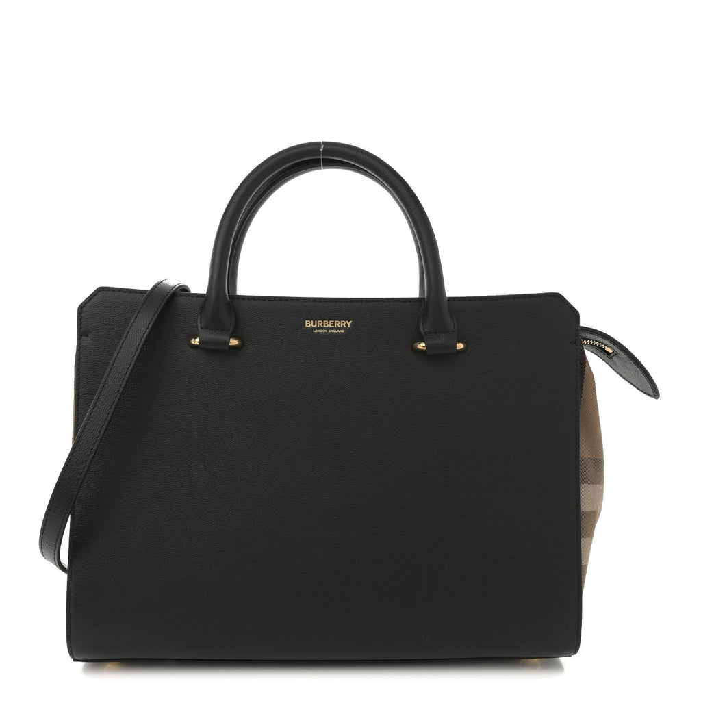 Calfskin Mega Check Small Banwell Tote Dark