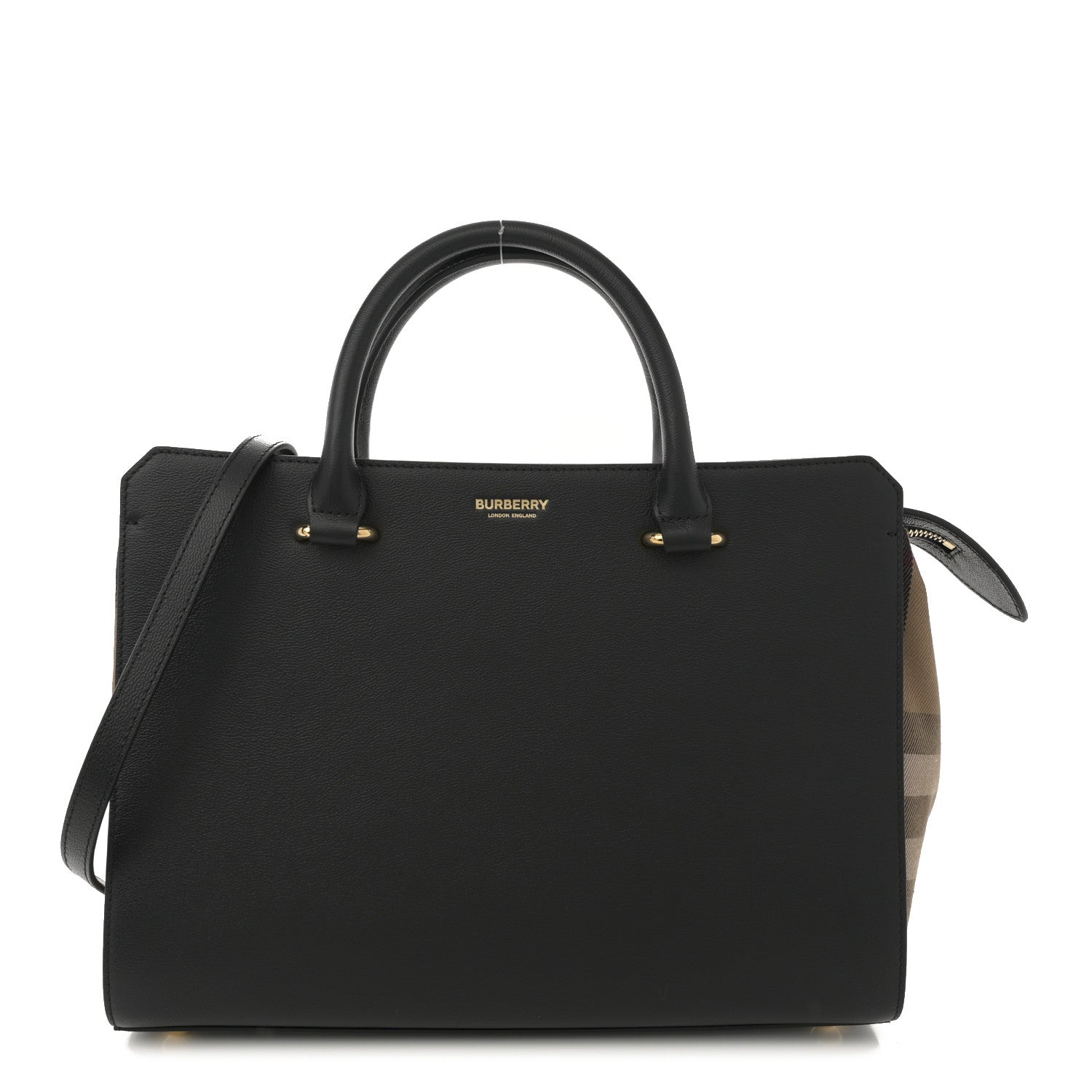 Calfskin Mega Check Small Banwell Tote Dark