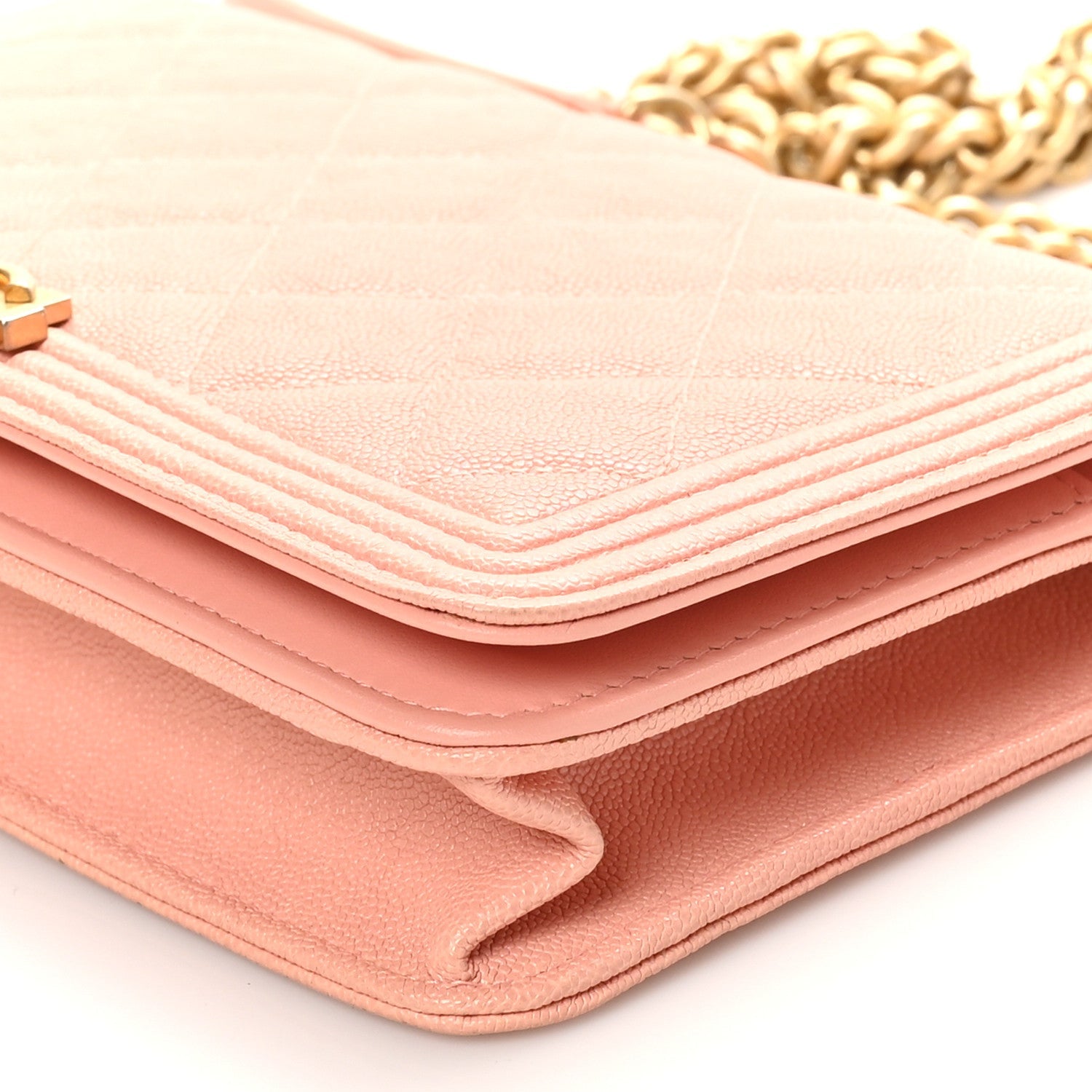 Caviar Quilted Boy Wallet On Chain WOC Pink