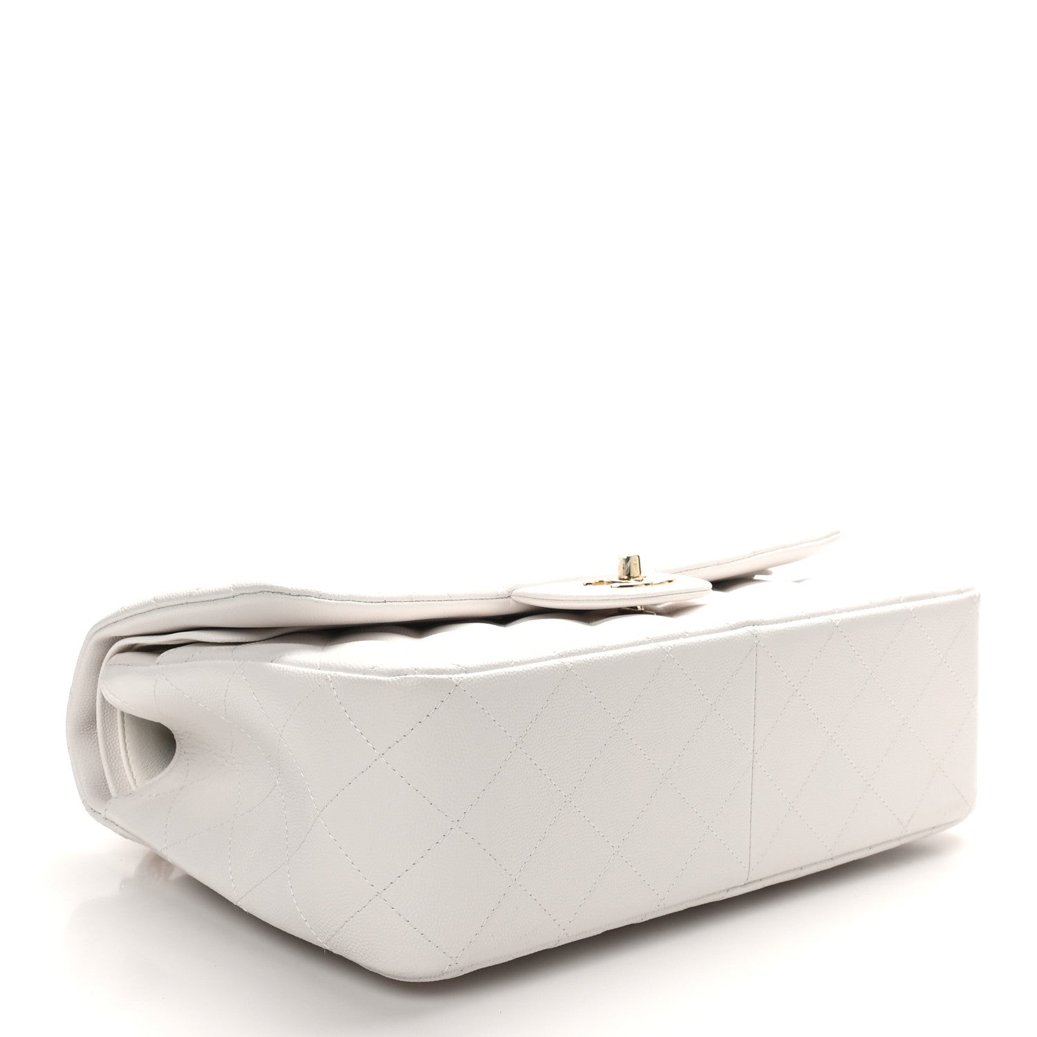 Caviar Quilted Jumbo Double Flap White
