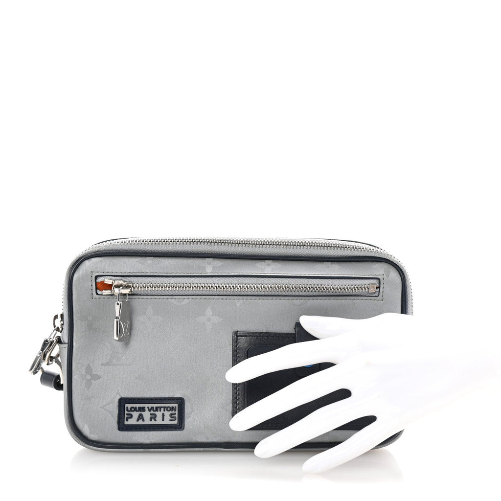 Monogram Satellite Alpha Clutch Silver
