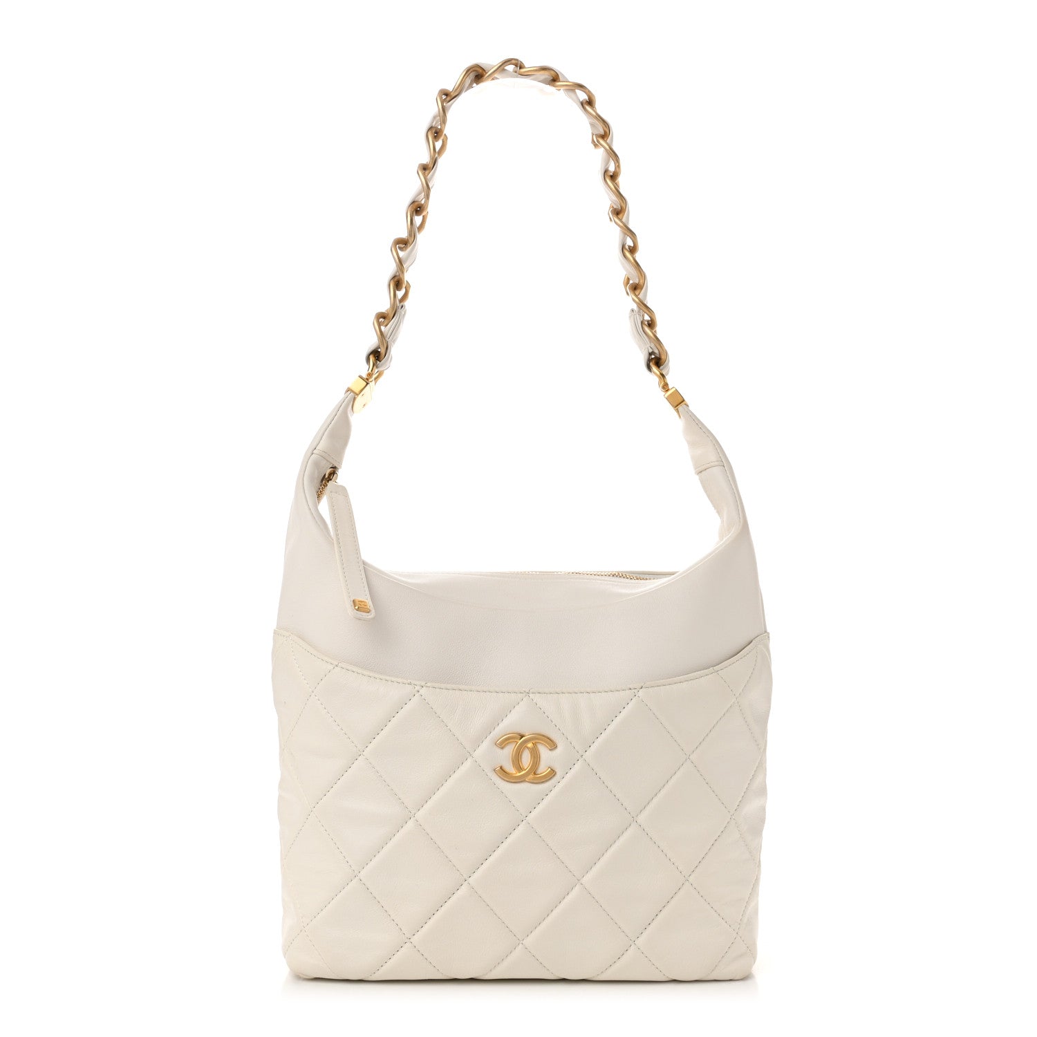 Calfskin Quilted Close To Me Hobo White