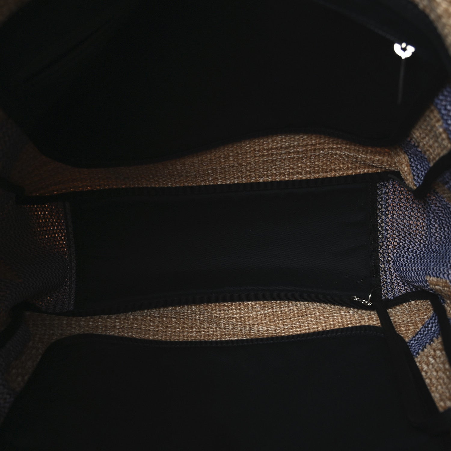 Woven Straw Raffia Logo Tote Blue Beige