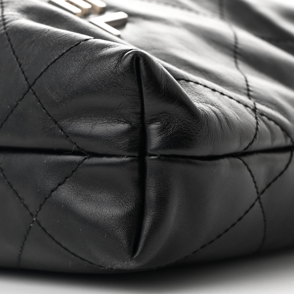 Shiny Calfskin Quilted Mini Chanel 22 Black