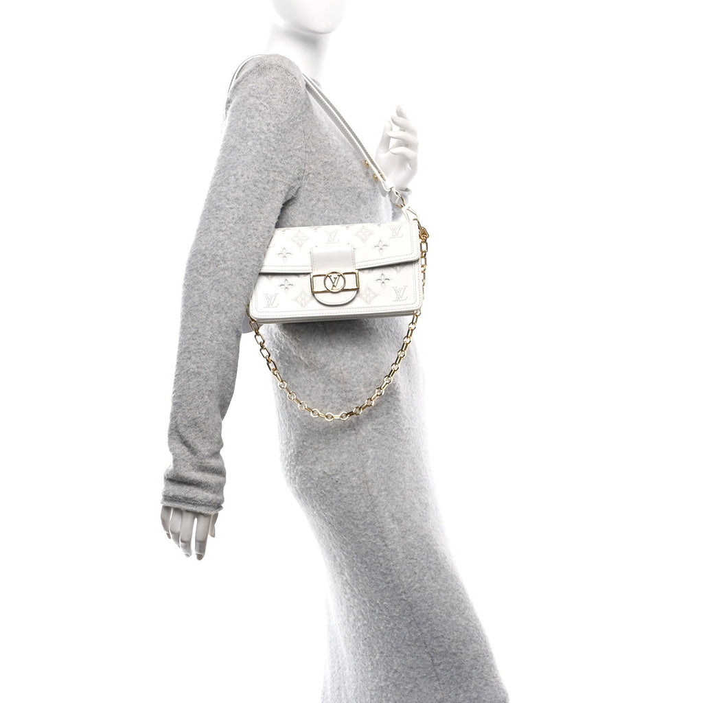Calfskin LV Broderie Dauphine East West White