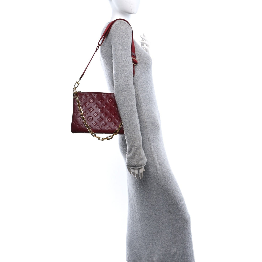Lambskin Embossed Monogram Coussin PM Wine
