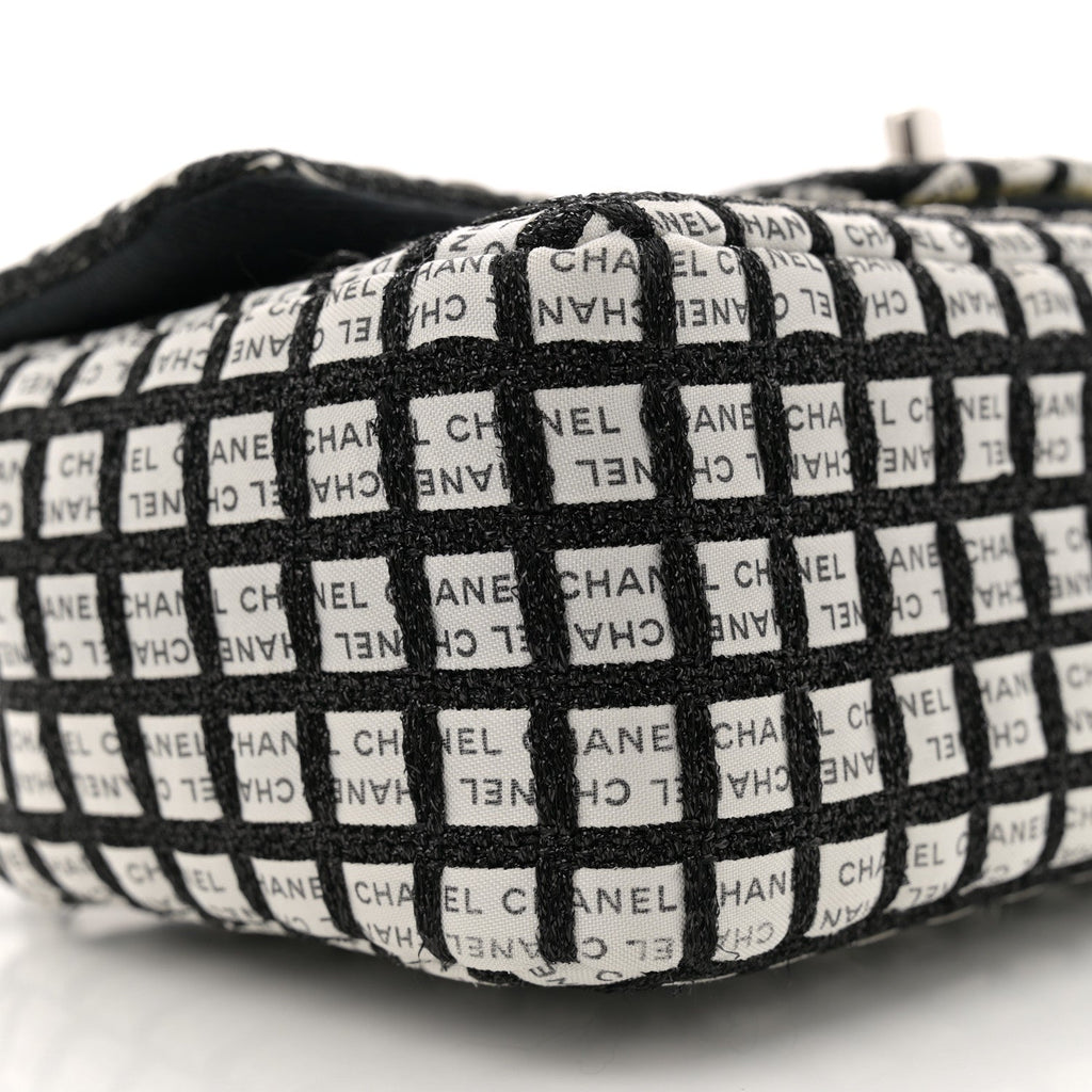 Ribbon Tweed Mini Rectangular Flap Black Ivory