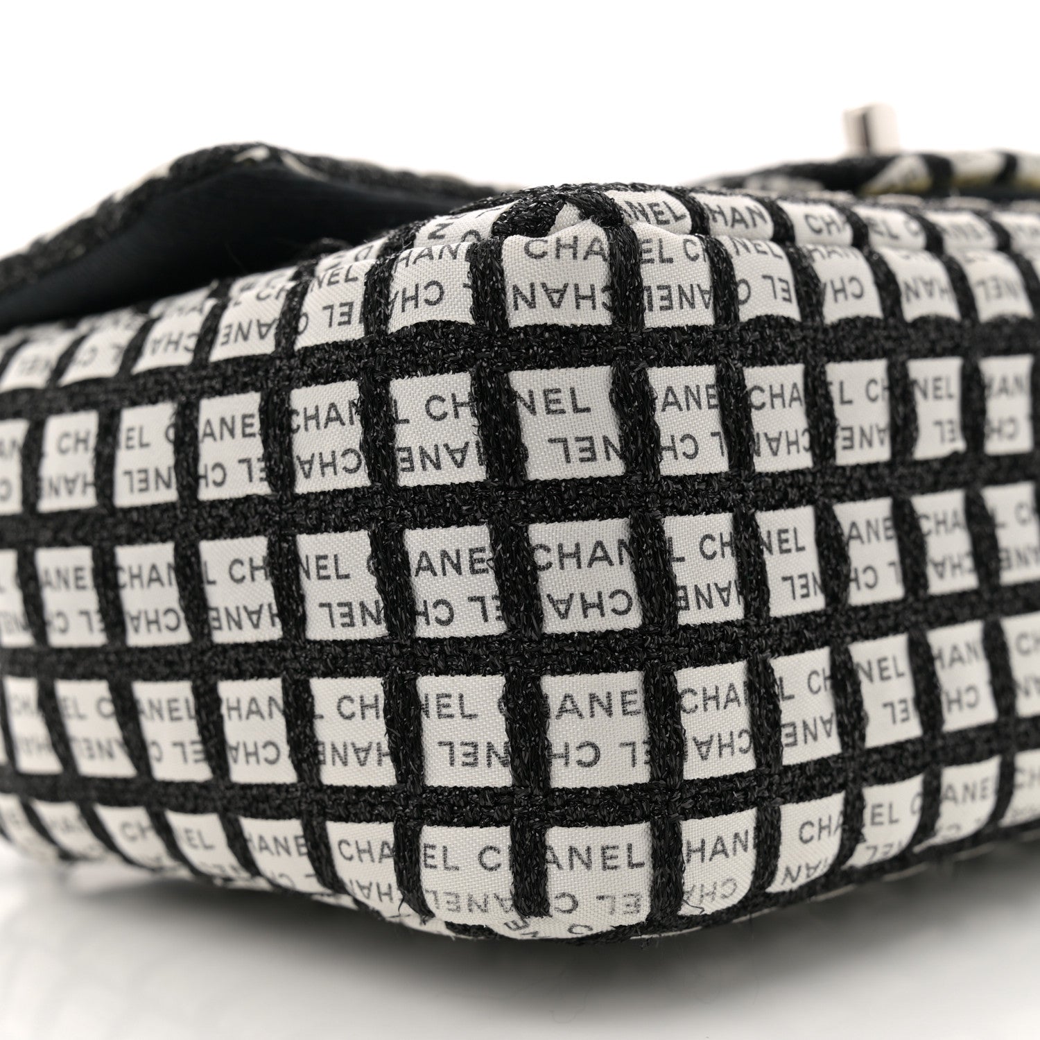 Ribbon Tweed Mini Rectangular Flap Black Ivory