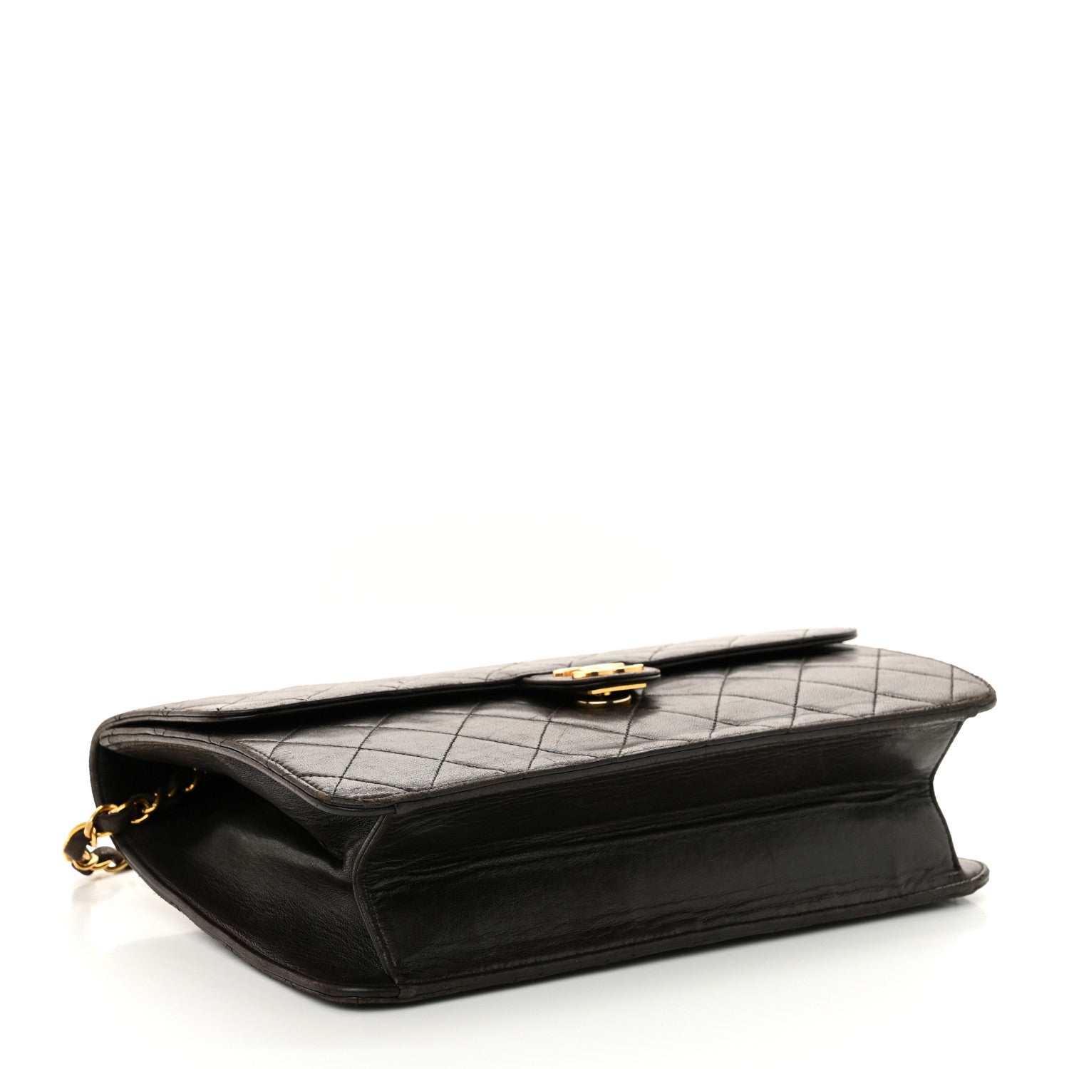 Lambskin Quilted Medium Single Flap Dark Brown