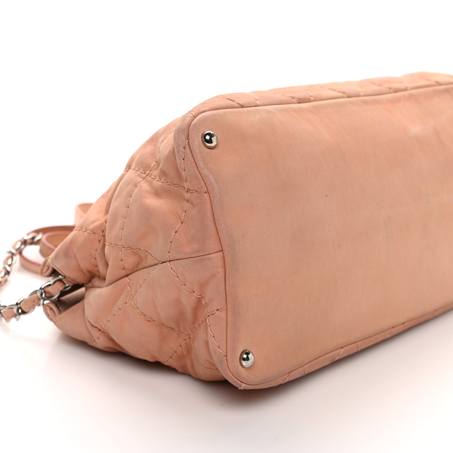 Iridescent Calfskin Quilted Small Sea Hit Tote Light Pink