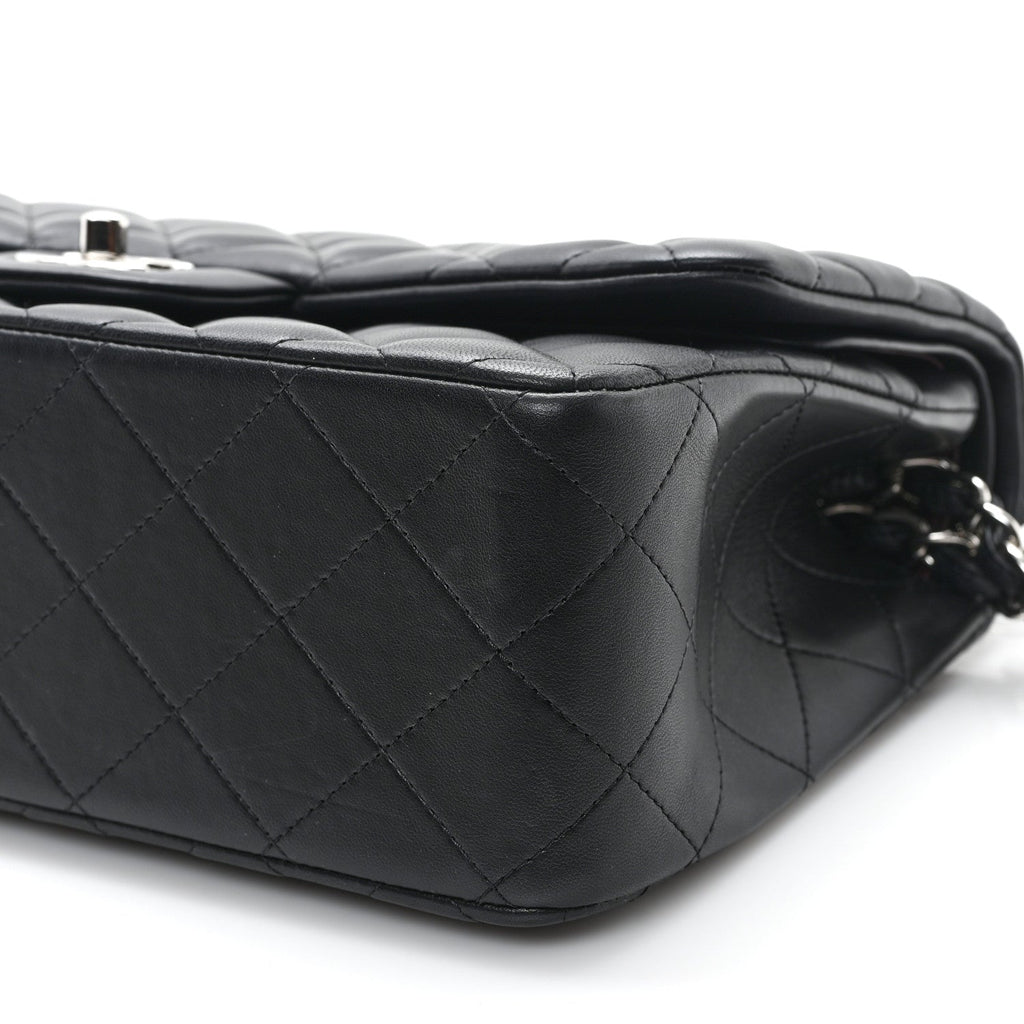 Lambskin Quilted Jumbo Double Flap Black