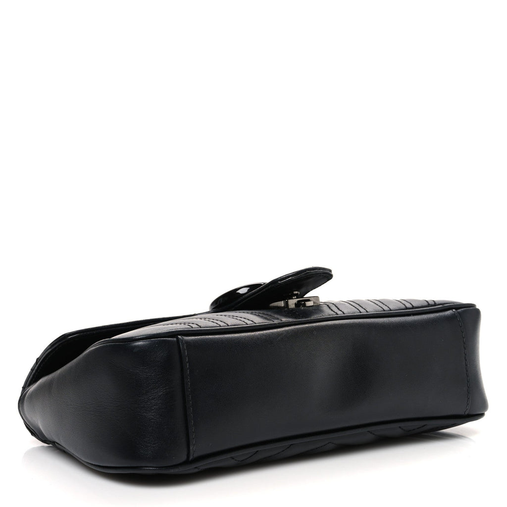 Calfskin Matelasse Monochrome Small GG Marmont Shoulder Bag Black