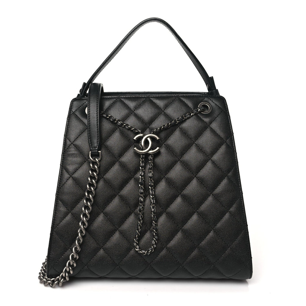 Caviar Quilted Medium CC Bucket Bag Black