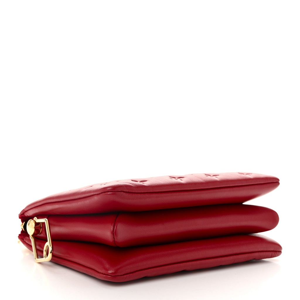 Mother of Pearl Lambskin Embossed Monogram Coussin BB Red Green