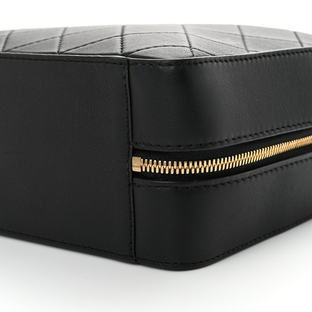 Calfskin Quilted Travel Kit Vanity Case Black
