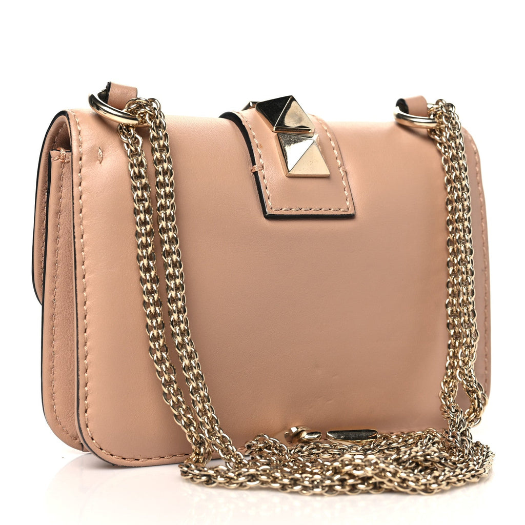 Vitello Mini Glam Lock Rockstud Flap Poudre