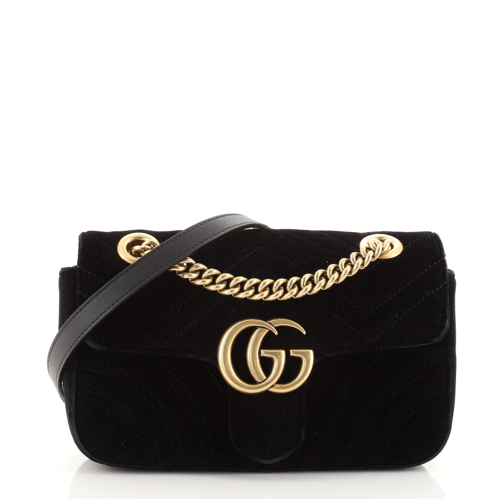 GG Marmont Flap Bag Matelasse Velvet Mini