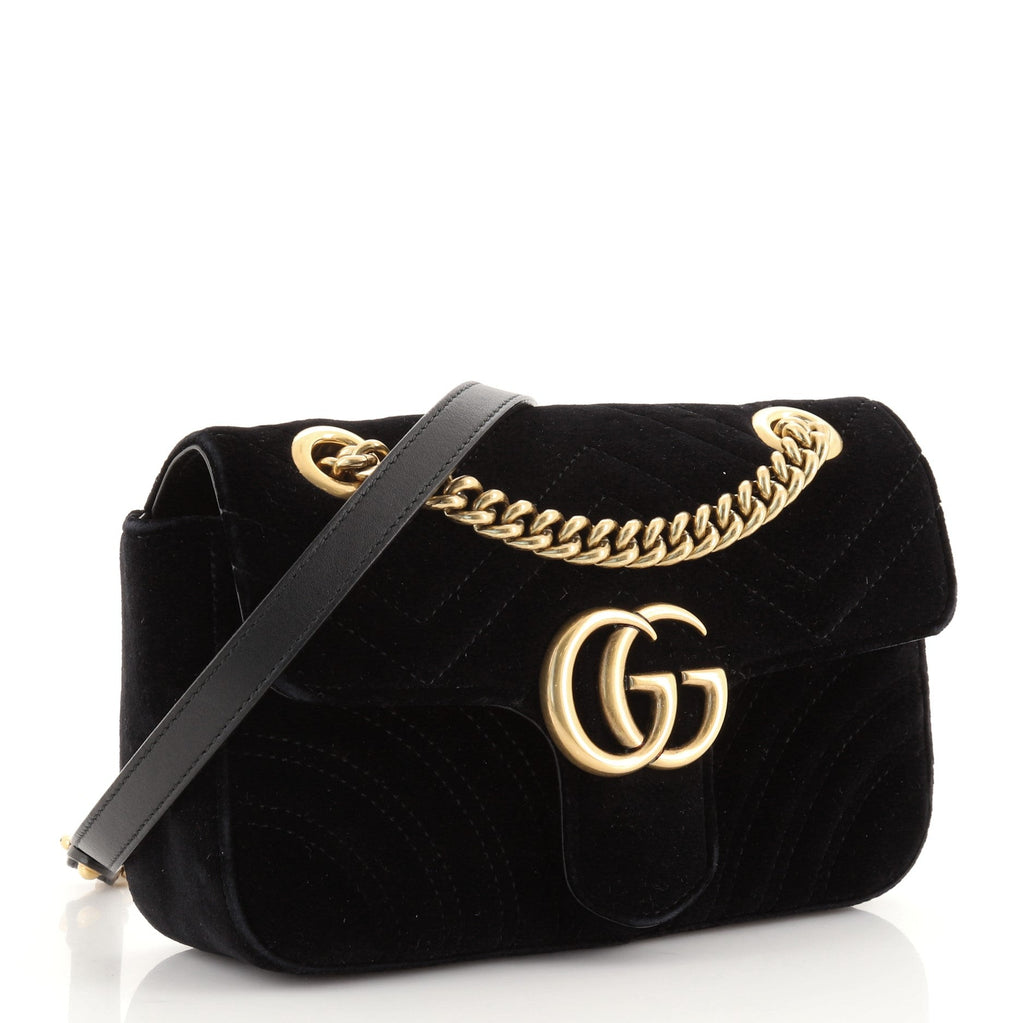 GG Marmont Flap Bag Matelasse Velvet Mini