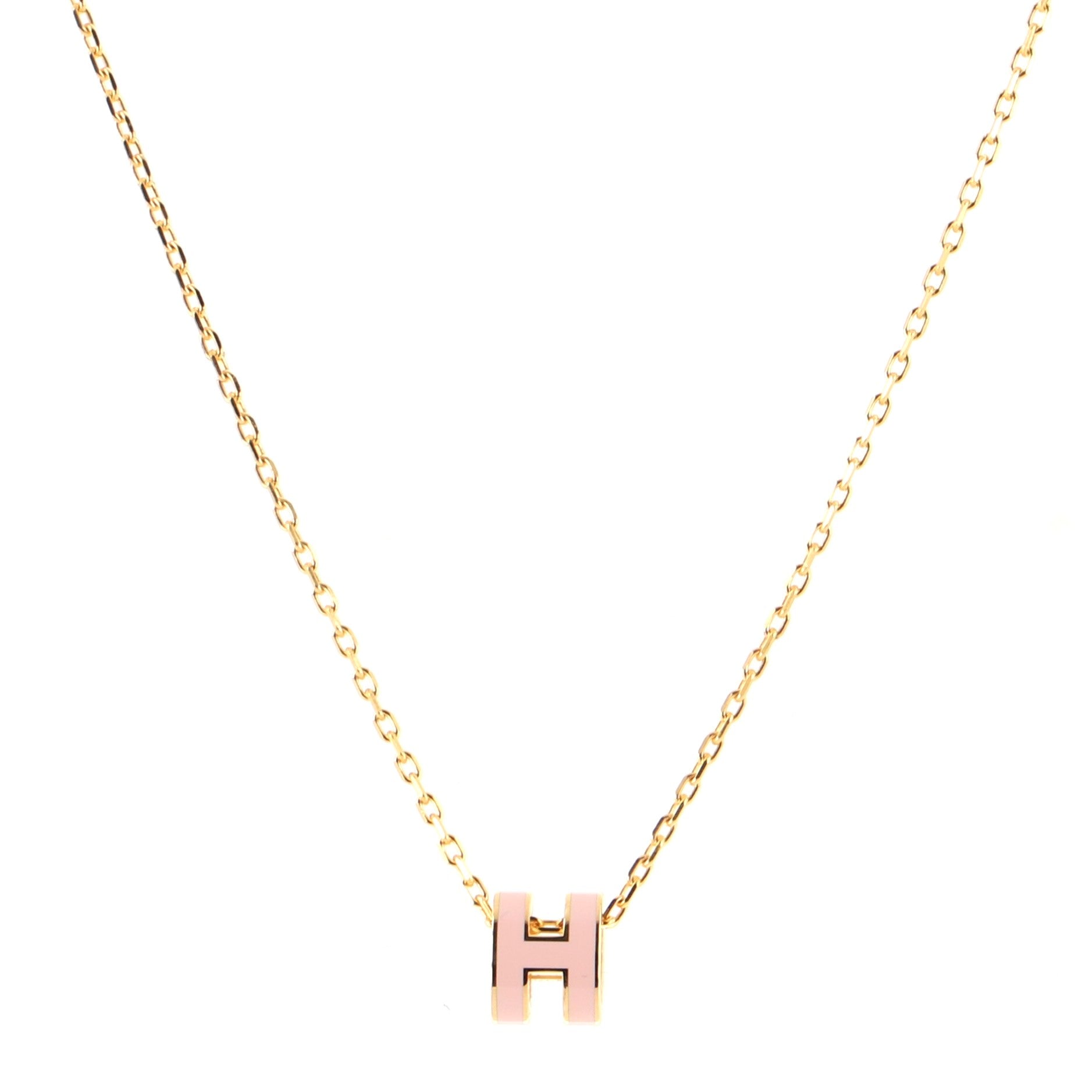 Pop H Pendant Necklace Metal and Enamel Mini