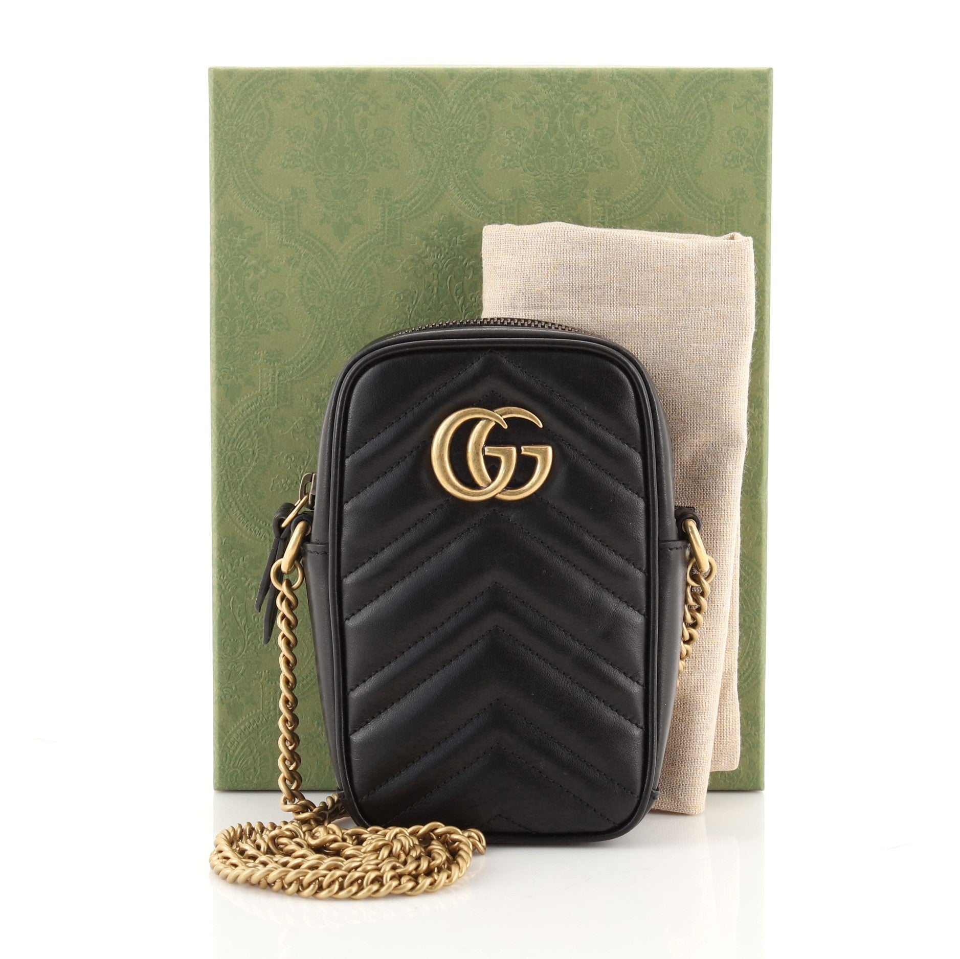 GG Marmont Vertical Phone Crossbody Bag Matelasse Leather Mini
