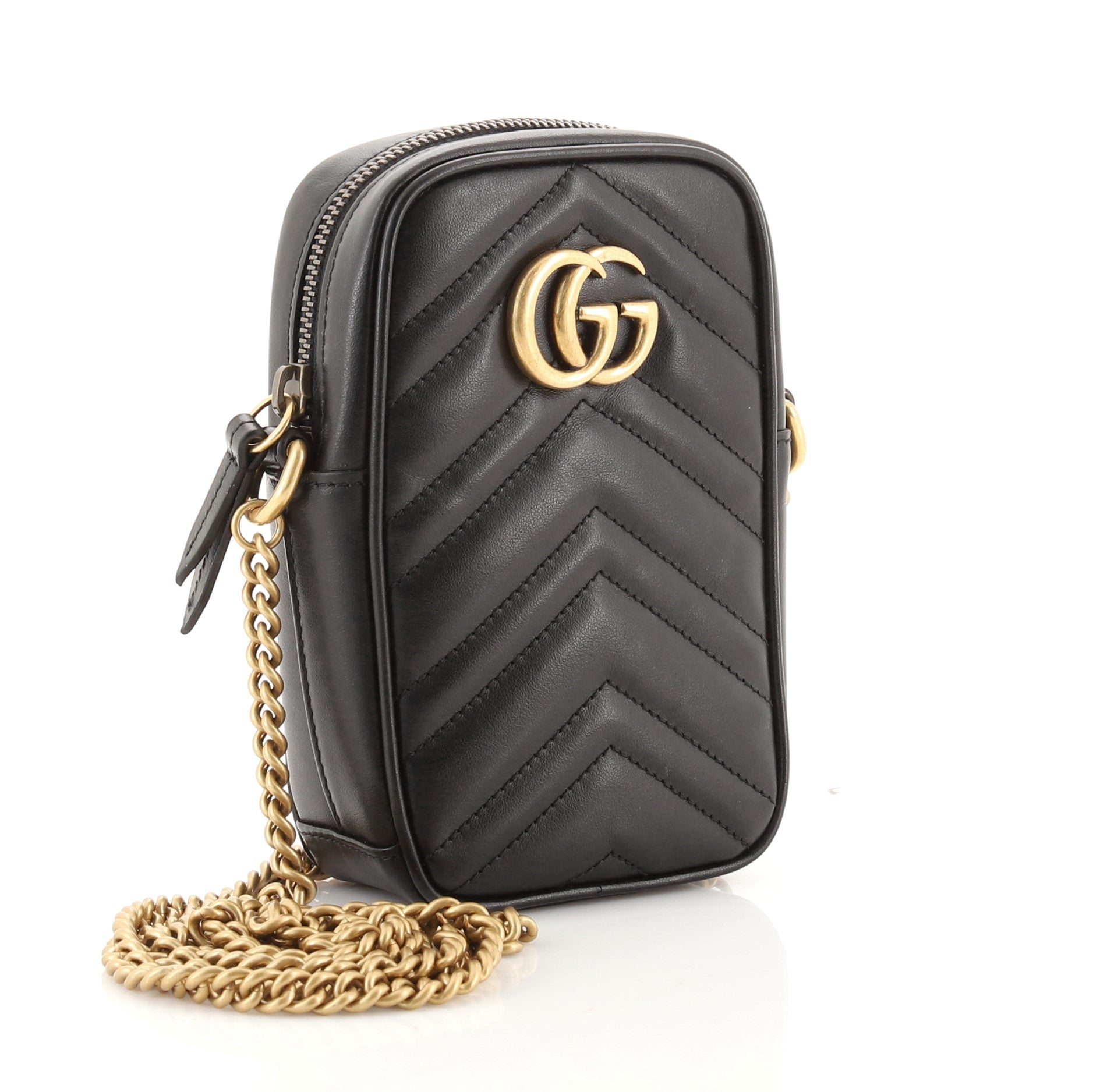 GG Marmont Vertical Phone Crossbody Bag Matelasse Leather Mini