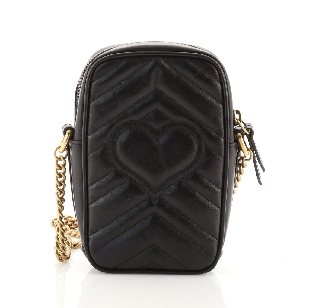 GG Marmont Vertical Phone Crossbody Bag Matelasse Leather Mini