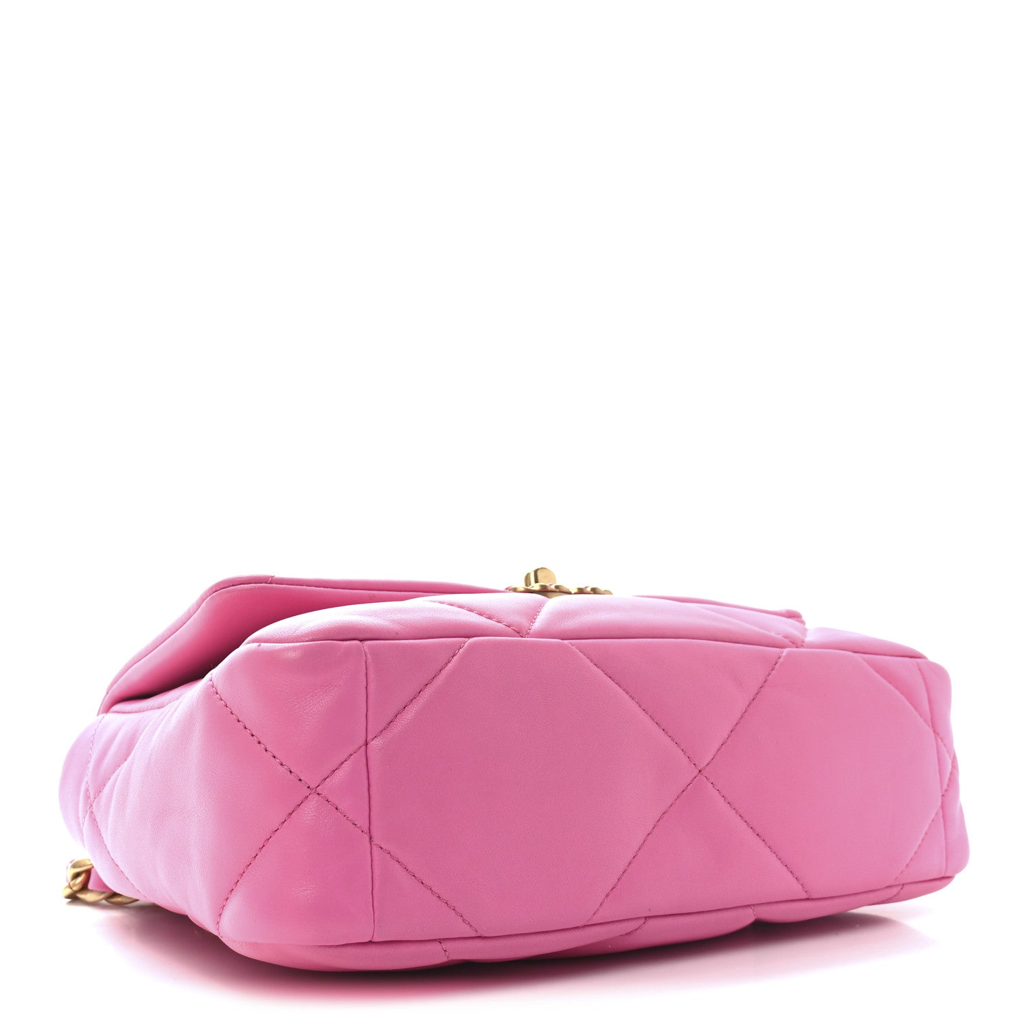 Shiny Lambskin Quilted Medium Chanel 19 Flap Neon Pink