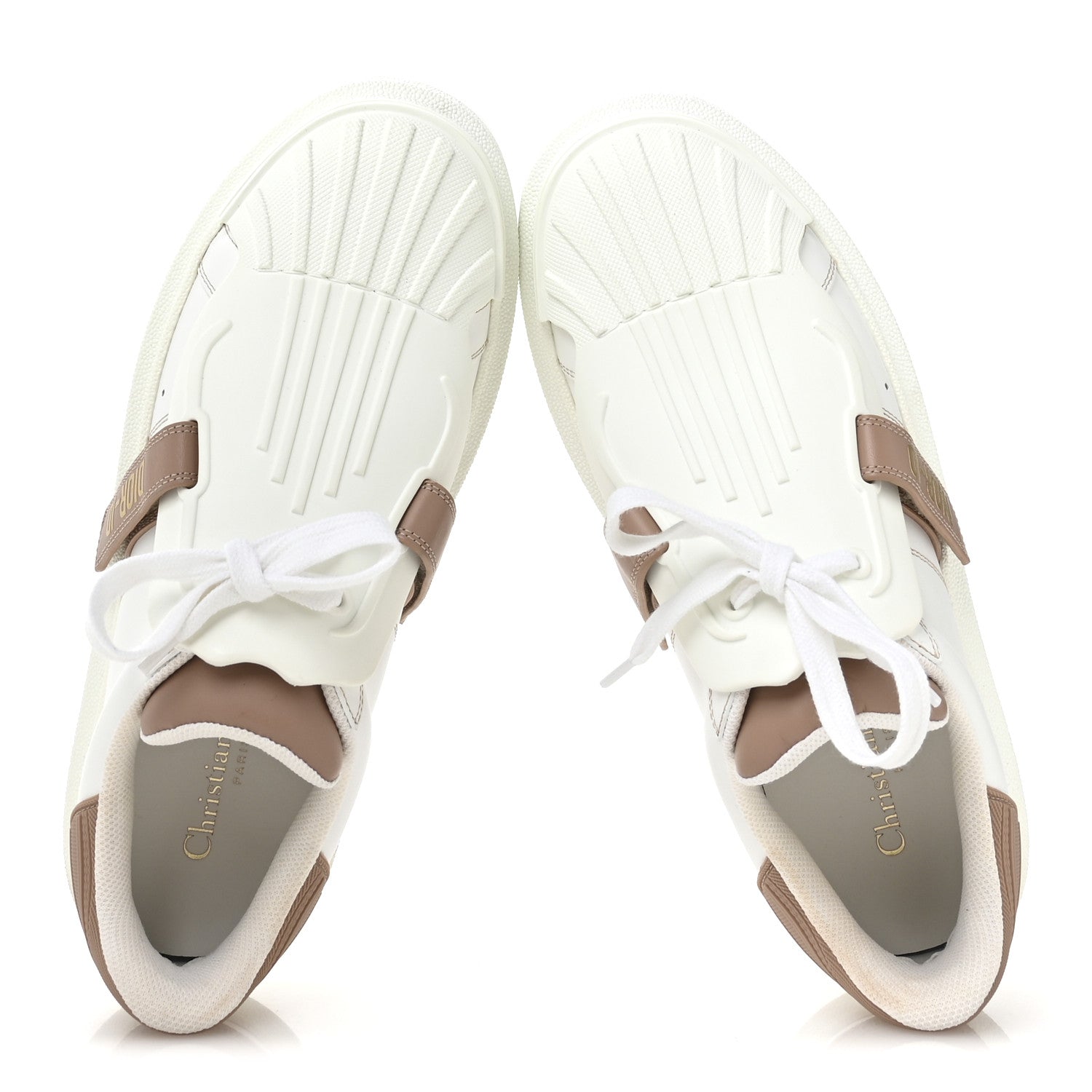 Calfskin Bi-Color Dior-ID Platform Sneakers 40.5 White Nude