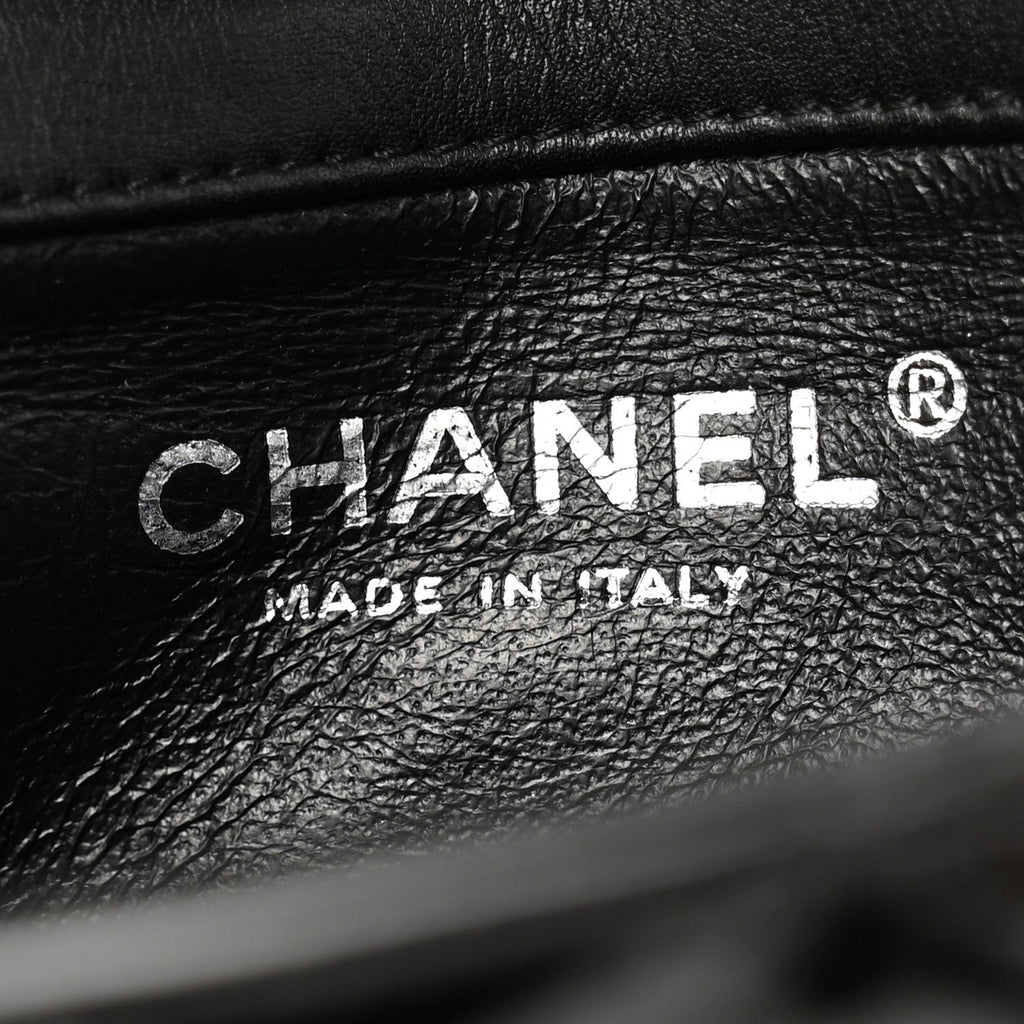 Patent Calfskin Quilted Extra Mini Rectangular Flap Black