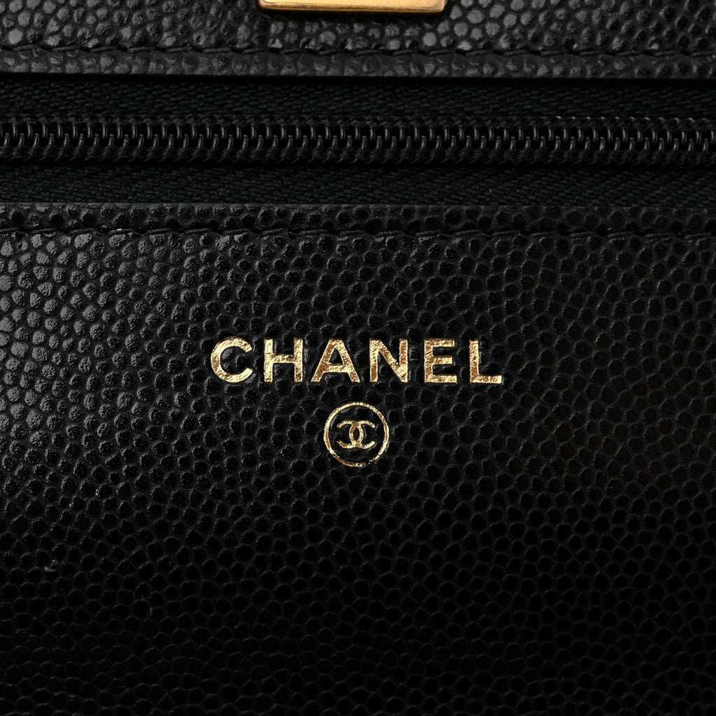 Caviar Quilted Twist Your Buttons Wallet On Chain WOC Black