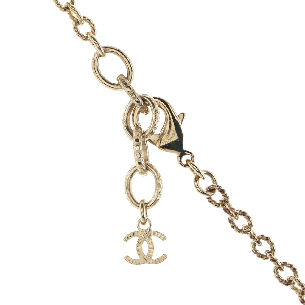 CC Moon Star Drop Necklace Crystal Embellished Metal and Faux Pearls