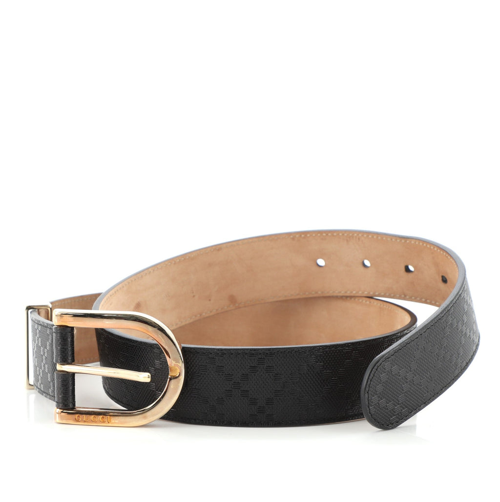 Buckle Belt Diamante Leather Wide 80