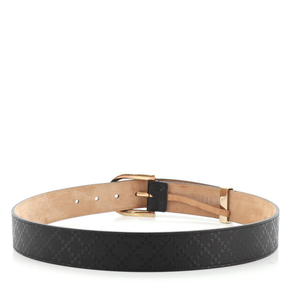 Buckle Belt Diamante Leather Wide 80